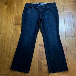 DKNY Mercer Slim Boot Cut Jeans Size 16 Classic Whiskering Dark Wash Mid-rise